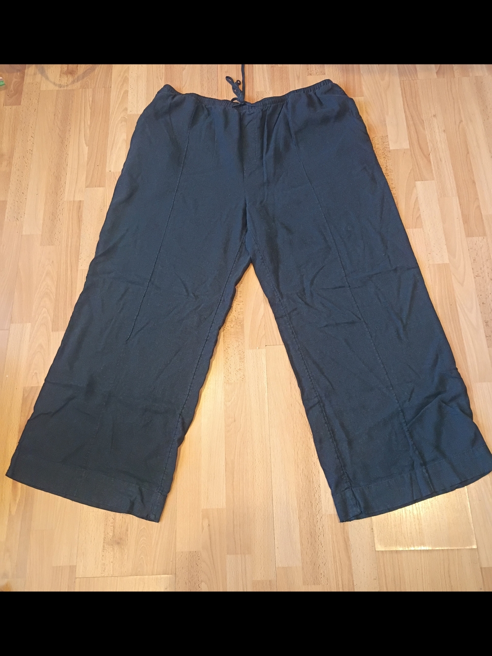 A New Day Linen Blend Wide Leg Drawstring Pants Black XXL